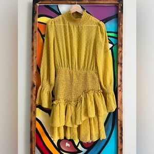 The Vintage Shop Mustard Smocked Dress